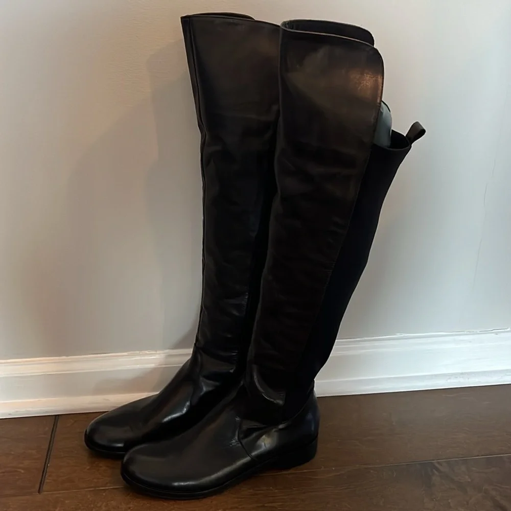 Made in Italy. Beautiful leather boots. Above the knee. Size 7 (US). Black - Picture 2 of 5